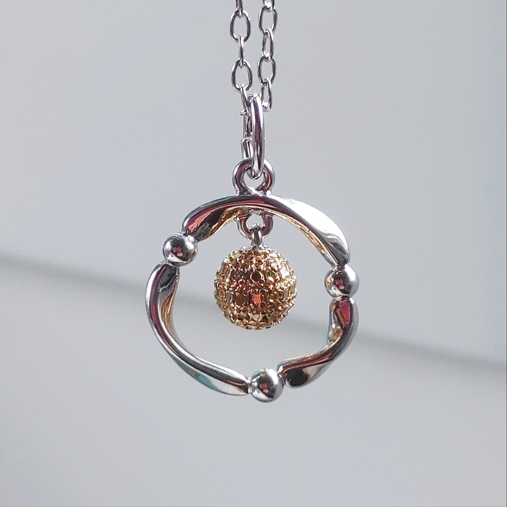 Vintage PAJ BB Singed Silver Plated Necklace with Gold Ball